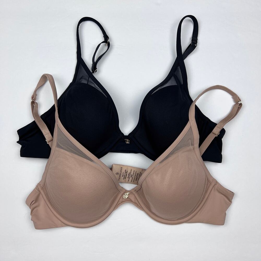 ThirdLove Bra Bundle 24/7 Classic Uplift Plunge Push Up Taupe Black Capsule